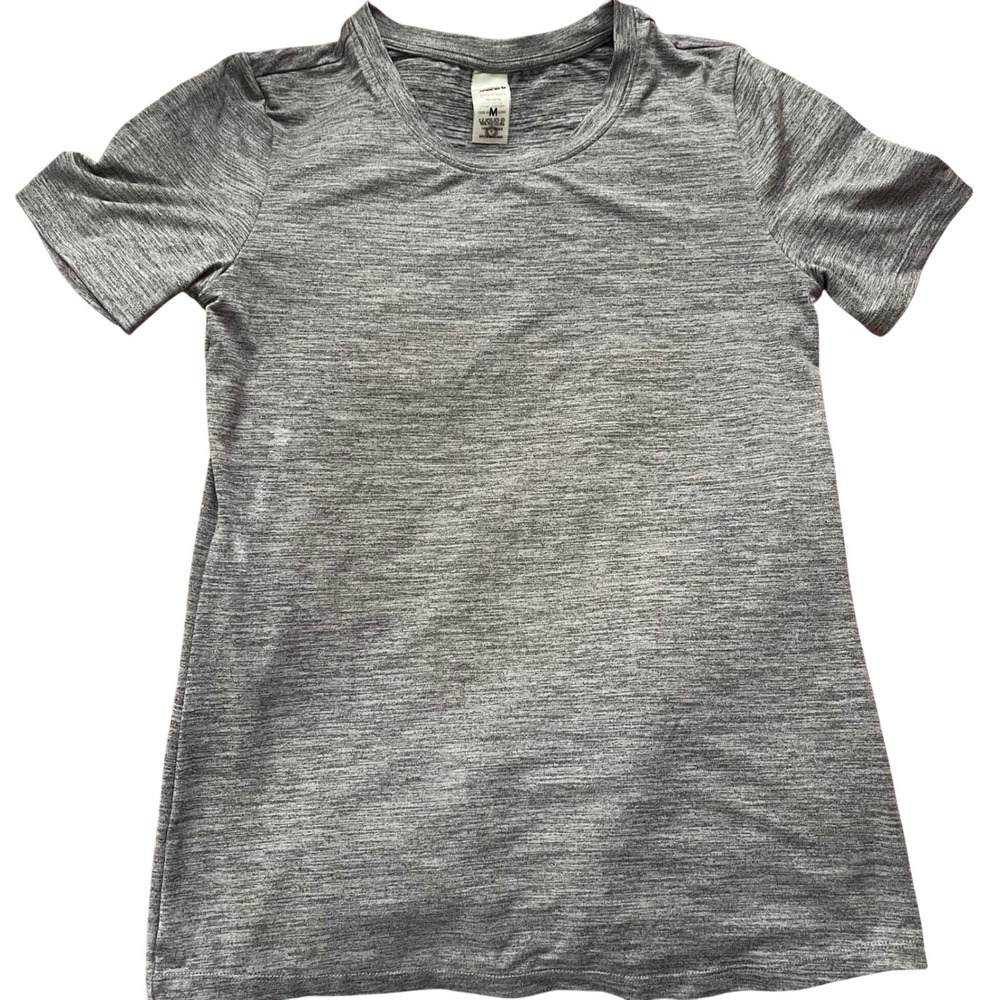 Mono B Womens Heathered‎ Gray Activewear T Shirt Short Sleeve Athletic Top M